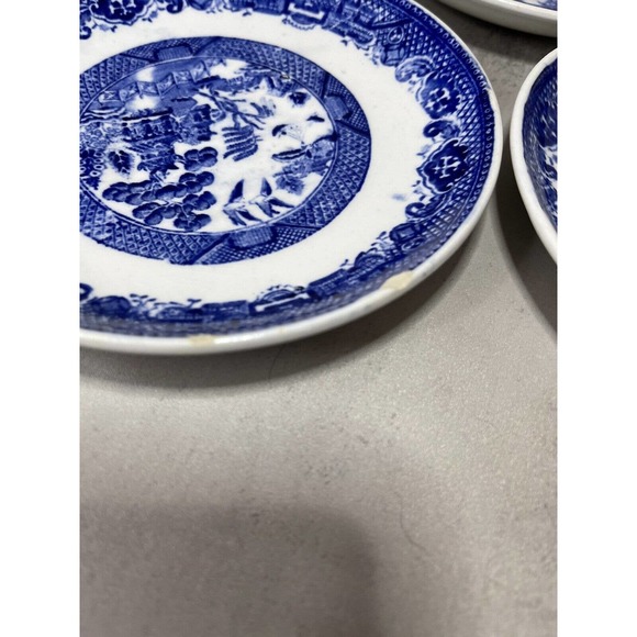 Vintage Mix Petrus Regout Co Blue Willow Saucer Porcelain Plate Holland Set of 4 - Picture 7 of 9